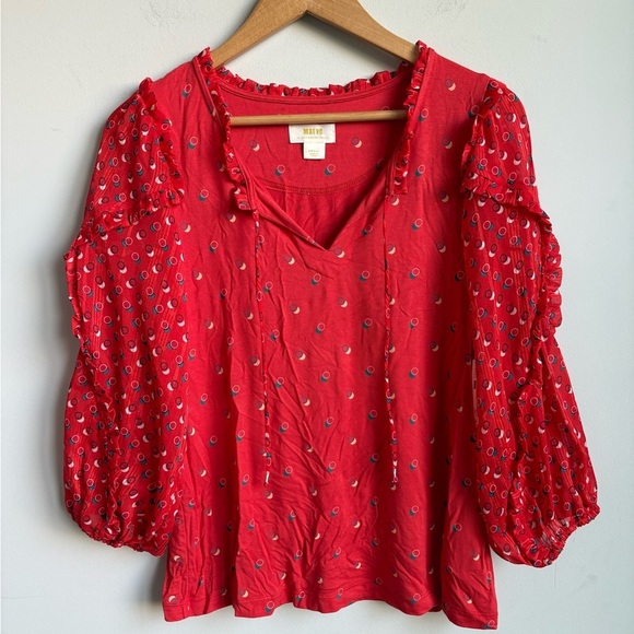 Anthropologie Maeve Ruffle Jacquin Peasant Blouse SMALL NWT! - Picture 7 of 7